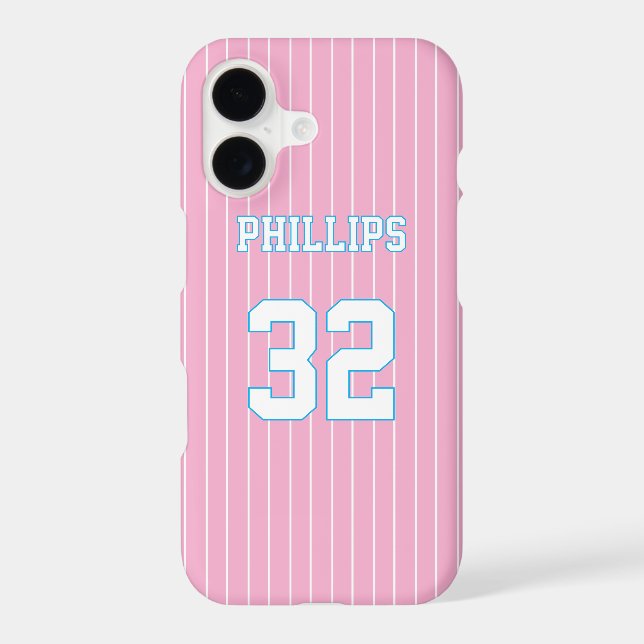 Pink Blue White Softball Jersey Nom Numéro (Verso)