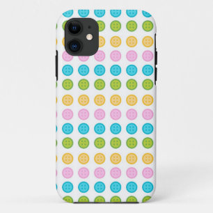 Pink blue yellow button pattern accessories trendy iPhone 11 case