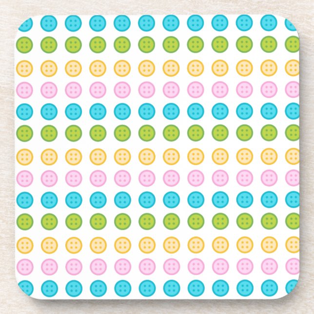 Pink blue yellow button pattern accessories trendy coaster (Front)