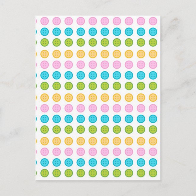 Pink blue yellow button pattern accessories trendy postcard (Front)