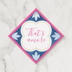 Pink Blue Yellow Mediterranean Tile That's Amore Favour Tags