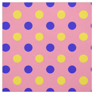 Pink Blue Yellow Polka Dots Design Fabric