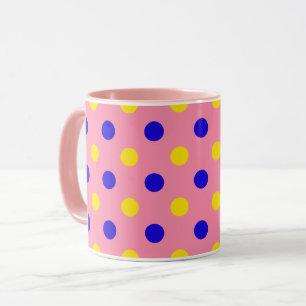 Pink Blue Yellow Polka Dots Design  Mug