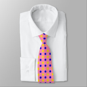 Pink Blue Yellow Polka Dots Design Tie