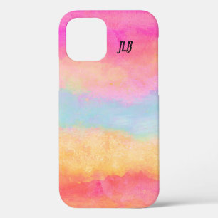 Pink Blue Yellow Rainbow Abstract Stripes iPhone 12 Case