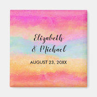 Pink Blue Yellow Rainbow Abstract Stripes