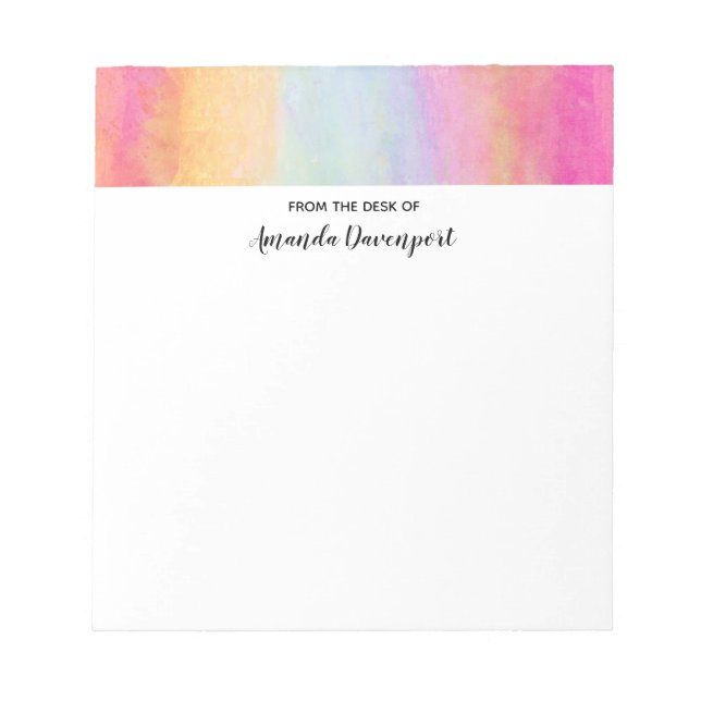Pink Blue Yellow Rainbow Abstract Stripes Notepad (Front)
