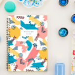 Pink Blue Yellow Shapes Pattern Notebook<br><div class="desc">Modern and fun notebook with a whimsically drawn pattern of shapes and figures in blue,  pink,  yellow,  and white. Personalize with your own text on the cover,  like your name or the purpose of the notebook.</div>
