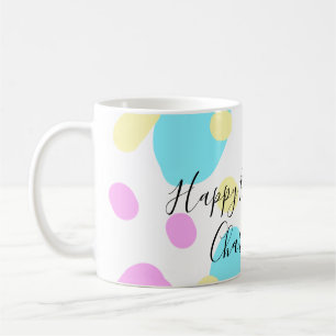 Pink blue yellowhappy birthday kids shapes abstrac coffee mug