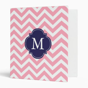 Pink & Blue Zigzags Pattern Monogram Binder