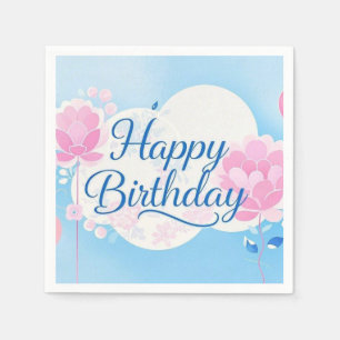 Pink bluebirthday luxurious elegant extravagant  napkin