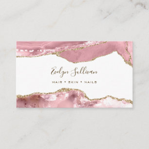 Pink Blush Agate Business Card
