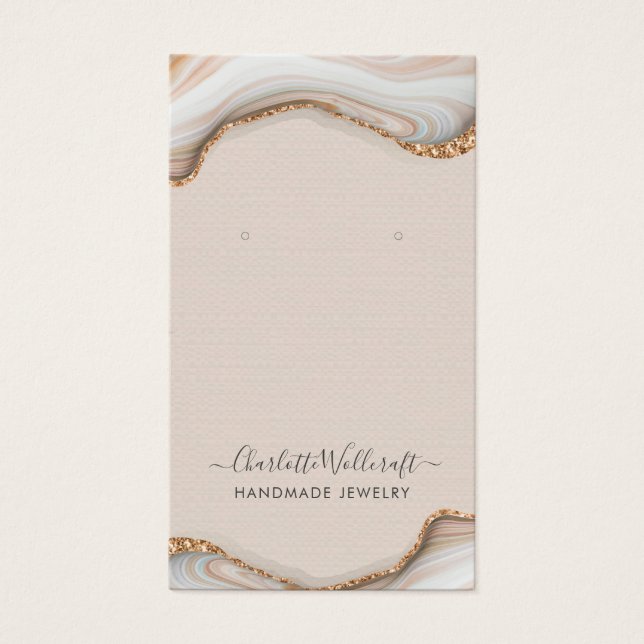 Pink Blush Agate Marble Geode Earring Display Card (Front)