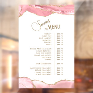 Pink Blush Agate Services Menu Window Cling