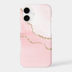Pink Blush Agate with Gold Ribbon Elegant