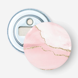 Pink Blush Agate with Gold Ribbon Elegant Bottle Opener