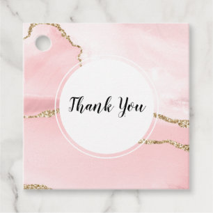 Pink Blush Agate with Gold Ribbon Elegant Favour Tags