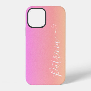 Pink Blush Airbrush Background Customized Name iPhone 12 Case