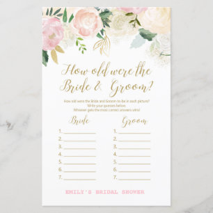 Pink Blush and Gold Bridal Shower Game PRINTED