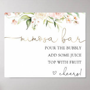 Pink Blush and Greenery Mimosa Bar Drink Sign