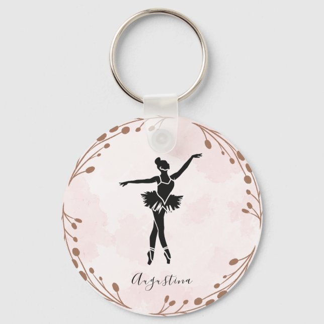 Pink Blush Ballet Dancer Ballerina Name Prima  Keychain (Front)