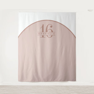 Pink Blush Birthday Custom Arch Photo Backdrop Tapestry