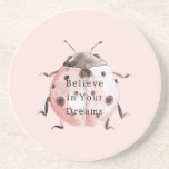 Pink Blush Black Ladybug Coaster<br><div class="desc">Girly Pink Blush Black Ladybug</div>