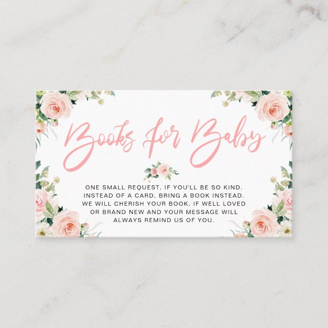 pink blush blooms floral books for baby card (Front)