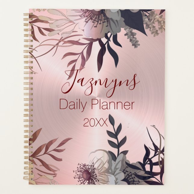 Pink Blush Botanical Personalized Daily Planner (Front)