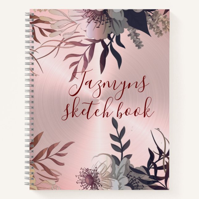 Pink Blush Botanical Personalized  Notebook (Front)