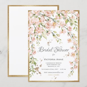 Pink Blush Botanical Watercolor Bridal Shower Invitation