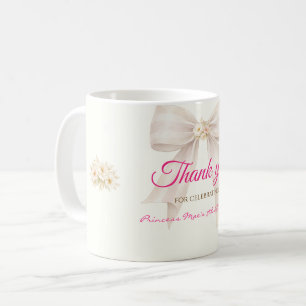 Pink Blush Bow Princess Ribbon Thank You Coffe Mug