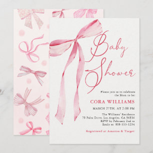 Pink Blush & Bows Baby Shower  Invitation
