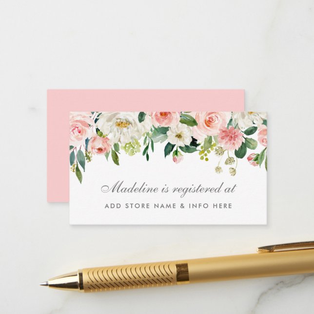 Pink Blush Bridal Shower Registry Insert Card (Front/Back In Situ)
