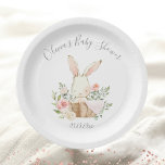 Pink Blush Bunny Rabbit Baby Girl Shower Paper Plate<br><div class="desc">Elegant and sweet watercolor baby bunny rabbit in a wicker basket surrounded by beautiful elegant pastel coloured flowers.  Her little pink blanket is draped over the side of the basket. So cute for that baby girl shower..  Matching products available. 100% customer satisfaction with “Zazzle”</div>