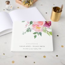 Pink Blush Burgundy Rose Watercolor Wedding