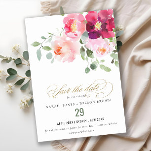 Pink Blush Burgundy Rose Watercolor Wedding Table Number