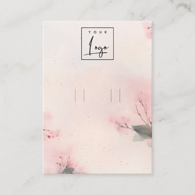 Pink Blush Cherry Blossom Logo Hoop Holder Business Card (Front)