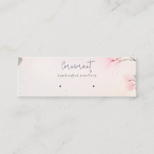 Pink Blush Cherry Blossom Stud Loop Hoop Holder Mini Business Card