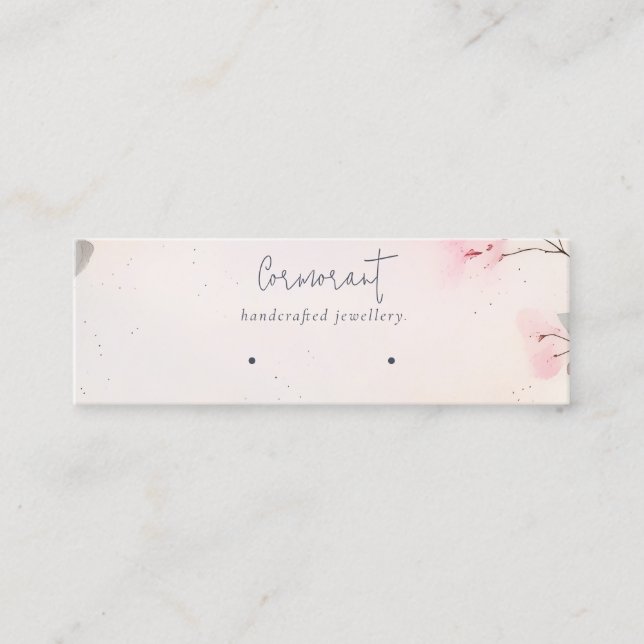 Pink Blush Cherry Blossom Stud Loop Hoop Holder Mini Business Card (Front)
