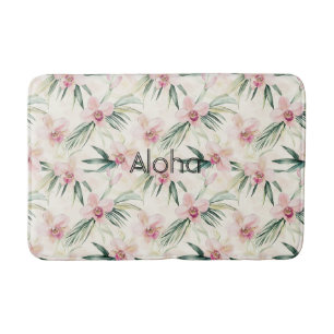 Pink Blush Cream Orchid Floral Bath Mat
