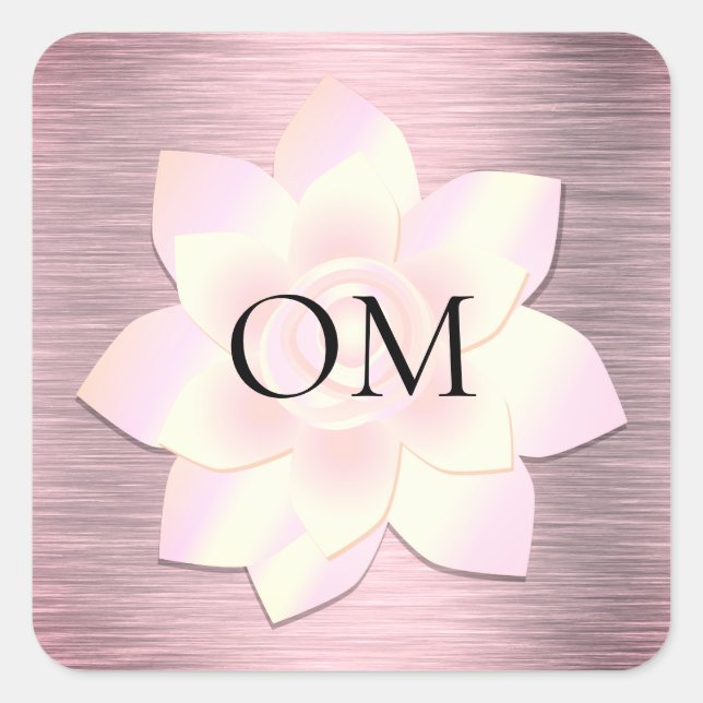 Pink Blush Elegant Lotus OM  Square Sticker (Front)