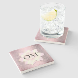 Pink Blush Elegant Lotus OM  Stone Coaster