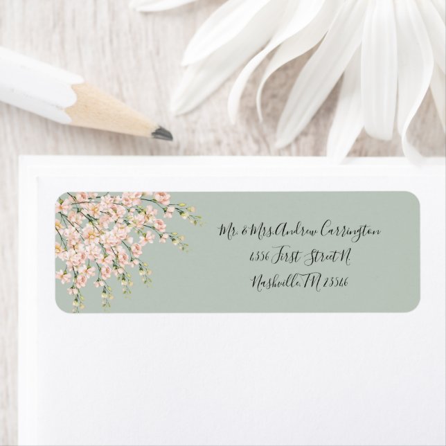Pink Blush Elegant Wildflowers Floral Wedding Labe (Insitu)