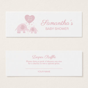 Pink Blush Elephant Girl Baby Shower Diaper Raffle