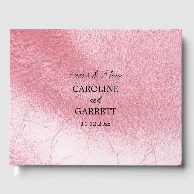 Pink Blush Faux Leather Wedding Guest Book (Front)
