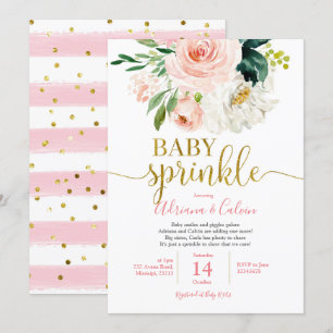 Pink Blush Floral Baby Sprinkle Shower Invitation