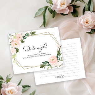 Pink Blush Floral Bridal Shower Date Night Cards