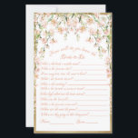 Pink Blush Floral Bridal Shower Game Wedding<br><div class="desc">Pretty pink blush watercolor botanical floral bridal shower game. “How we’ll do you know the bride?” Perfect for your bridal shower event.</div>