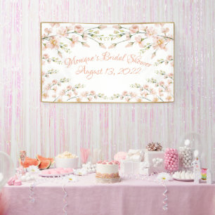 Pink Blush Floral Bridal Shower Personalized Banner